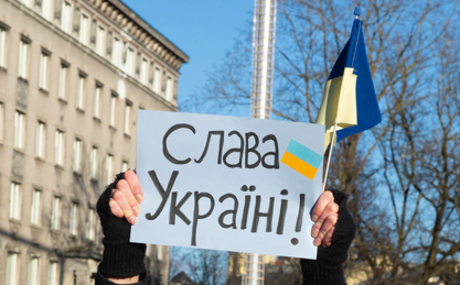 Sauklis Ukrainas atbalstam. Foto: scanpix/ Raigo Pajula / AFP