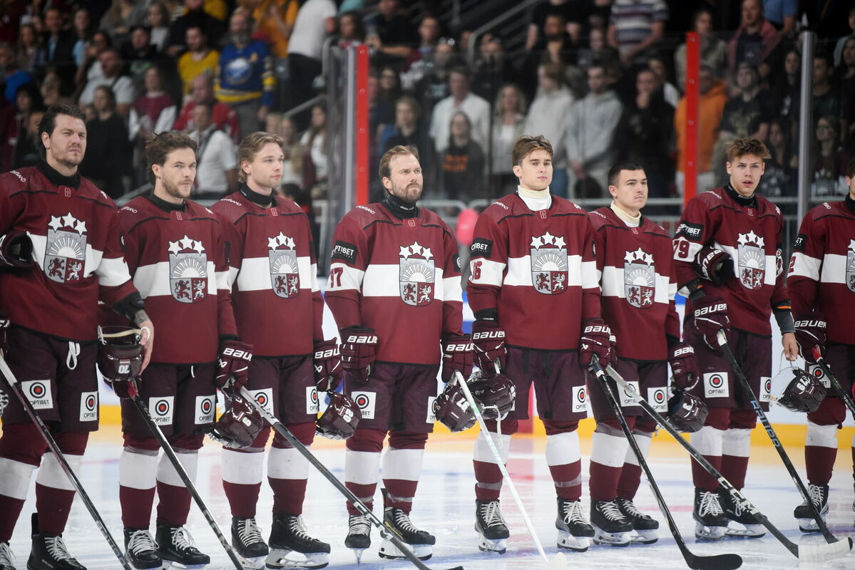 Latvijas hokeja izlase. Foto: Zane Bitere/LETA