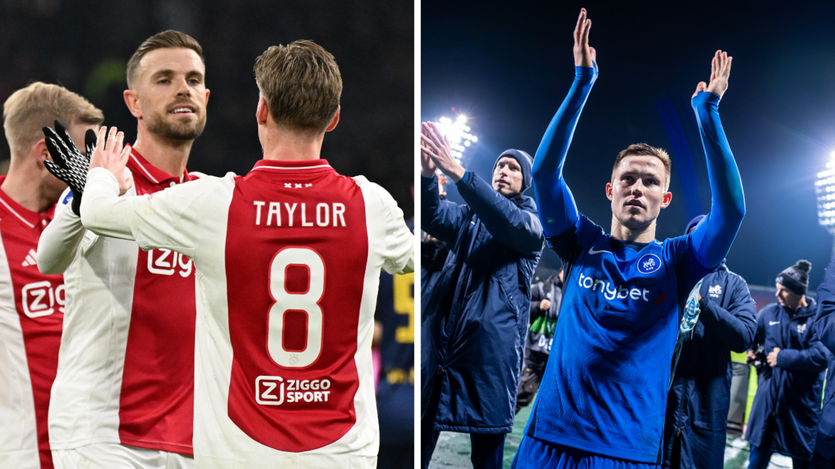 Amsterdamas "Ajax" futbolisti un Jānis Ikaunieks. Foto: EPA/OLAF KRAAK/Scanpix/Sanita Ieva Sparāne/RFS