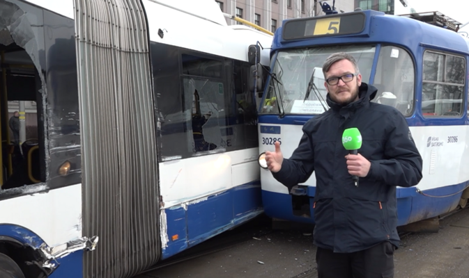 Tramvaja un trolejbusa avārija. Foto: 360 Ziņneši