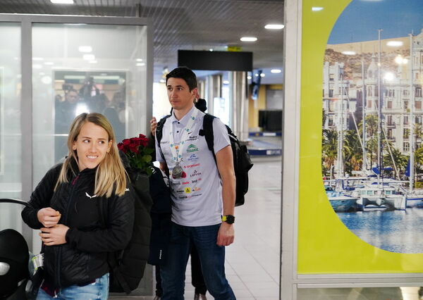 Biatlonisti - Baiba Bendika un Andrejs Rastorgujevs. Foto: Ieva Leiniša/LETA