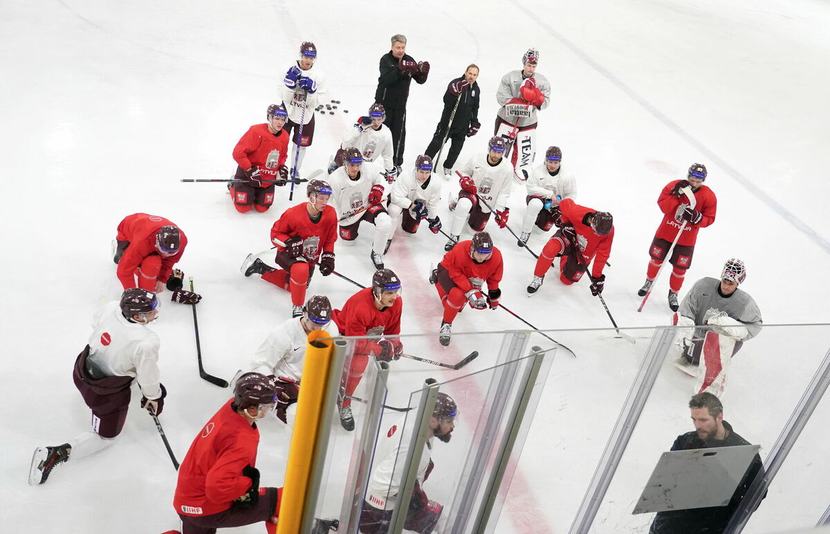 Latvijas hokejisti. Foto: Paula Čurkste/LETA