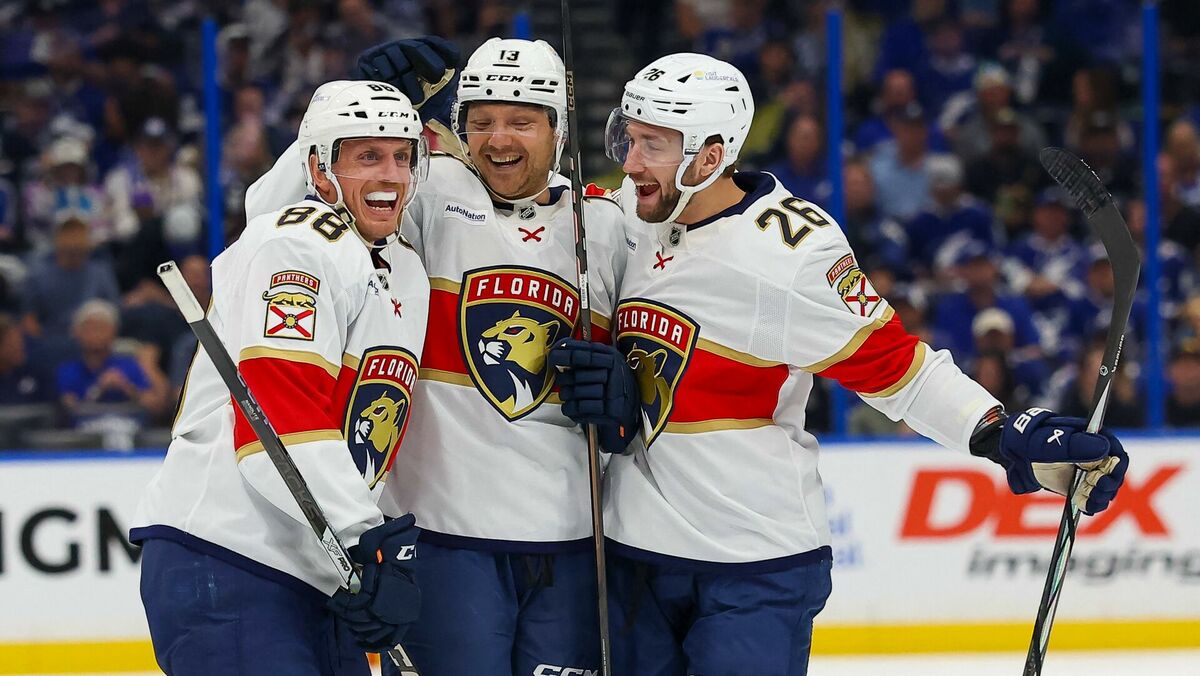 Neits Šmids, Sems Reinhārts un Uvis Balinskis. Foto: Mike Carlson/Getty Images/AFP/Scanpix