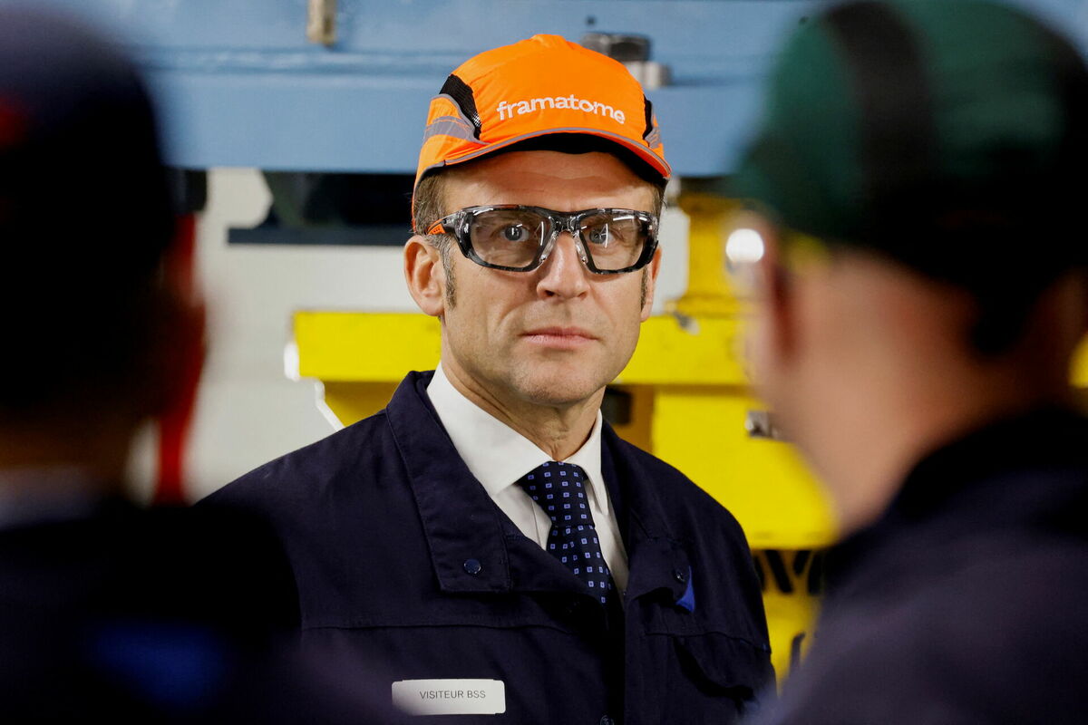 Emanuels Makrons kodolieroču ražotnē Francijā. Foto: LUDOVIC MARIN/Pool via REUTERS/Scanpix