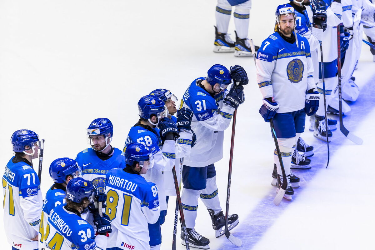 Kazahstānas hokejisti. Foto: EPA/SALVATORE DI NOLFI/Scanpix