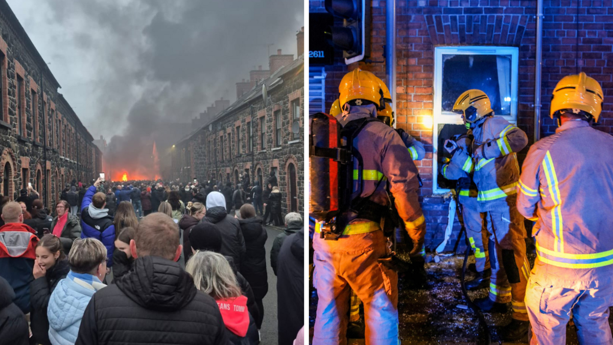 Ziemeļīrijā jau otro dienu norit protesti pēc tam, kad imigranti uzbruka īru meitenei. Foto: X / Paul Faith / AFP