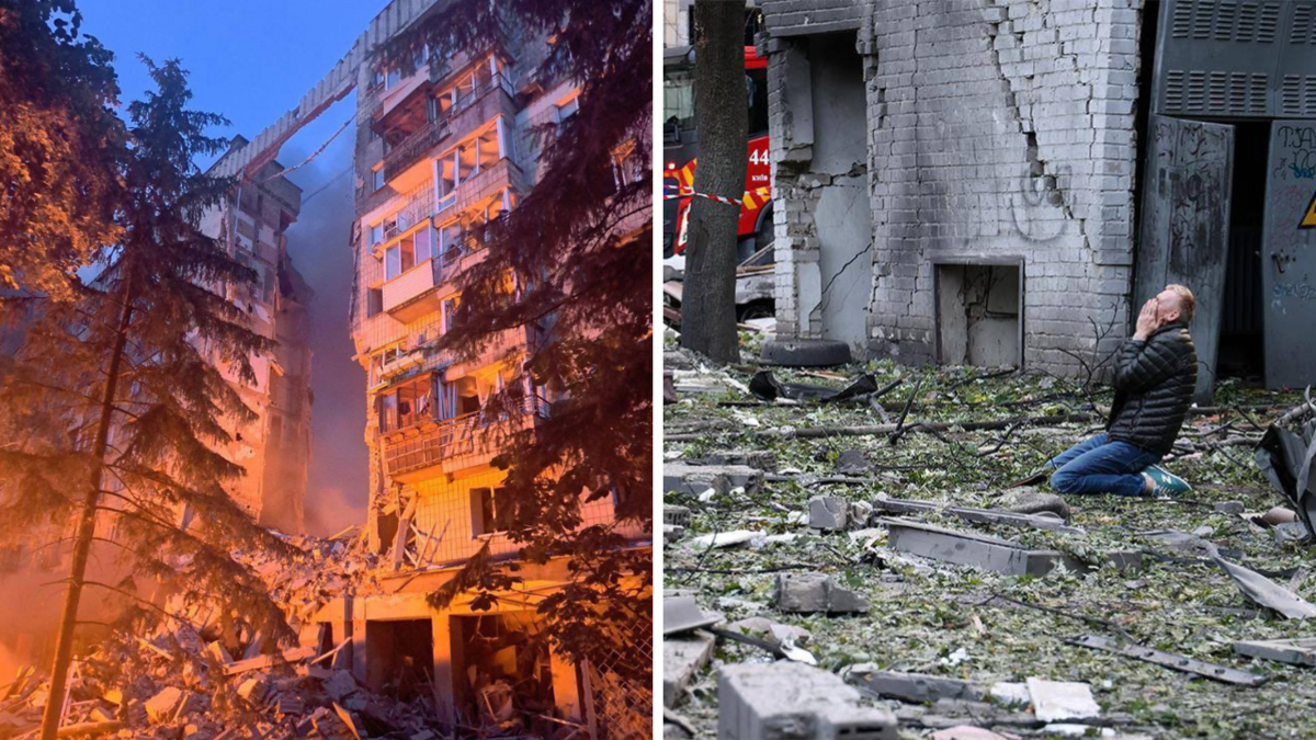 Krievijas nodarītie postījumi Kijivā. Foto: Ekrānuzņēmumi no "X"