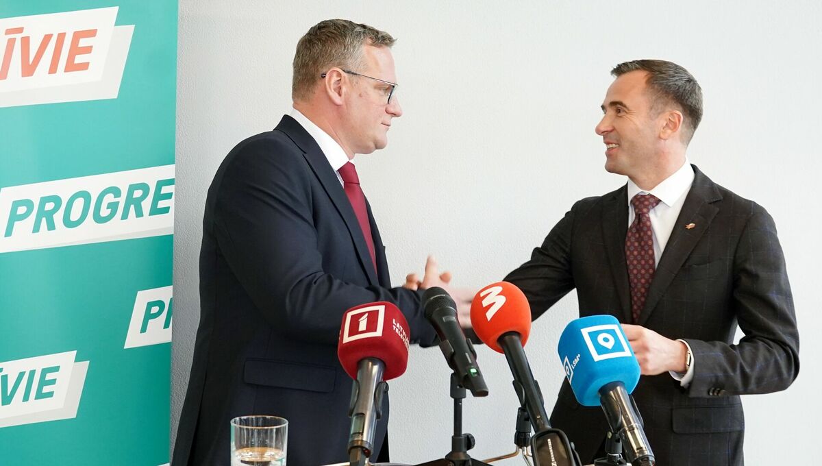 Viesturs Kleinbergs un Mārtiņš Staķis. Foto: Lita Millere/LETA