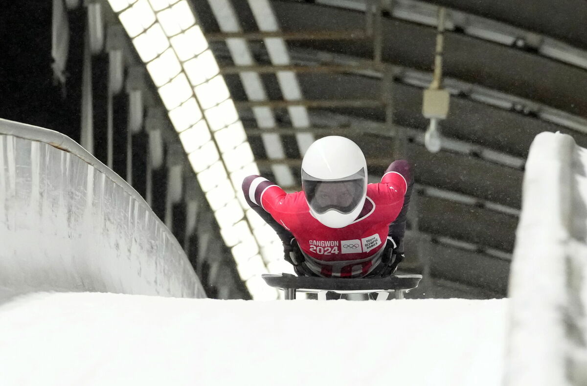 Skeletoniste Laura Lēģere. Foto: Edijs Pālens/LETA