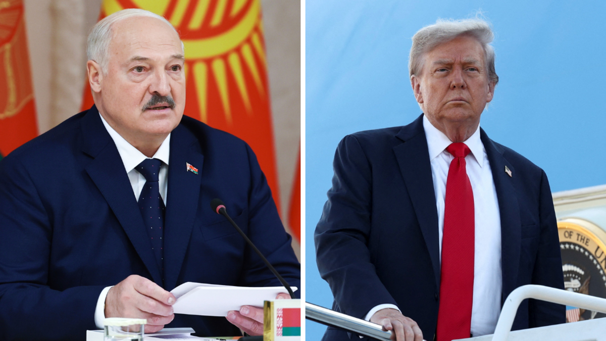 Aleksandrs Lukašenko, Donalds Tramps. Foto: Alexander Kazakov, Sputnik, Kremlin Pool Photo via AP/ REUTERS/Kevin Lamarque