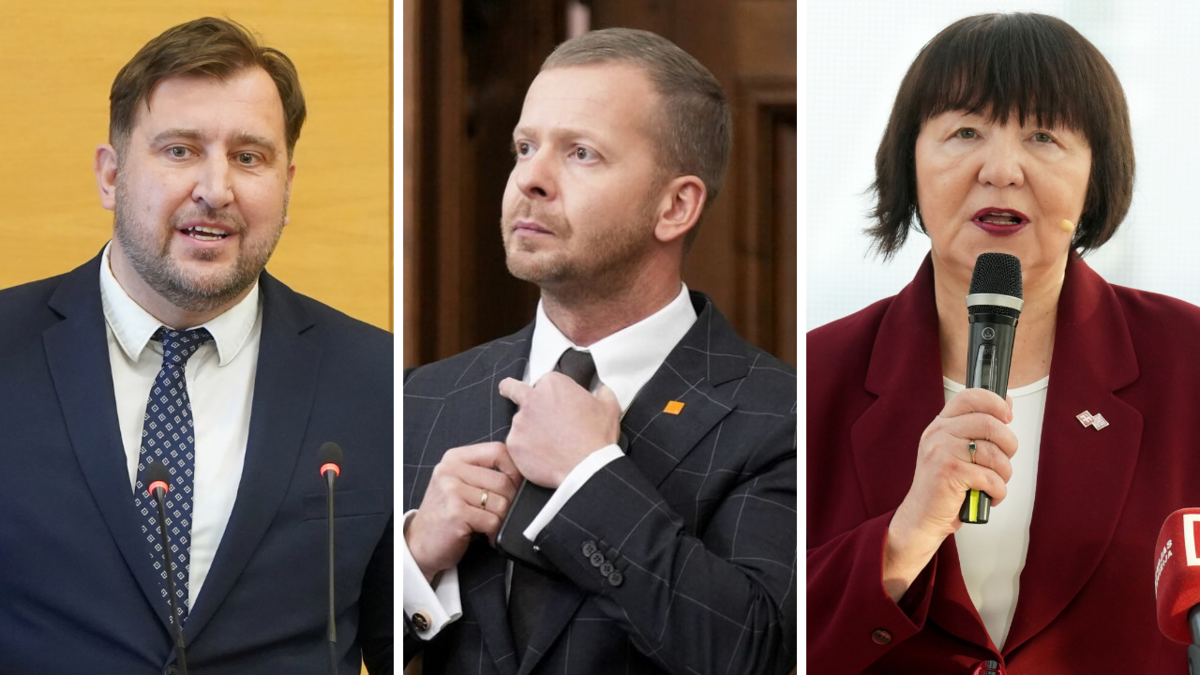 (no kreisās) Rūdolfs Brēmanis, Aleksejs Rosļikovs un Liāna Langa. Foto: LETA