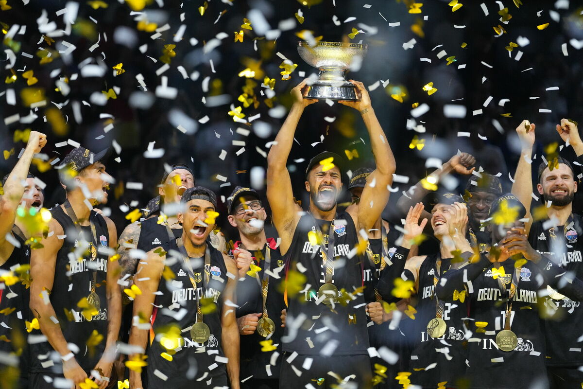 Vācijas basketbola valstsvienības spēlētāji. Foto: Edijs Pālens/LETA