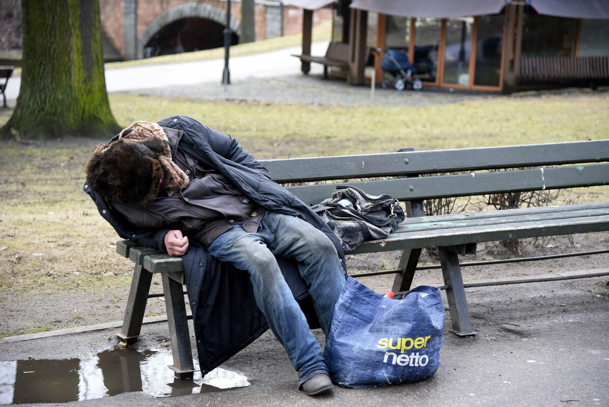 Bezpajumtnieks. Foto: LETA