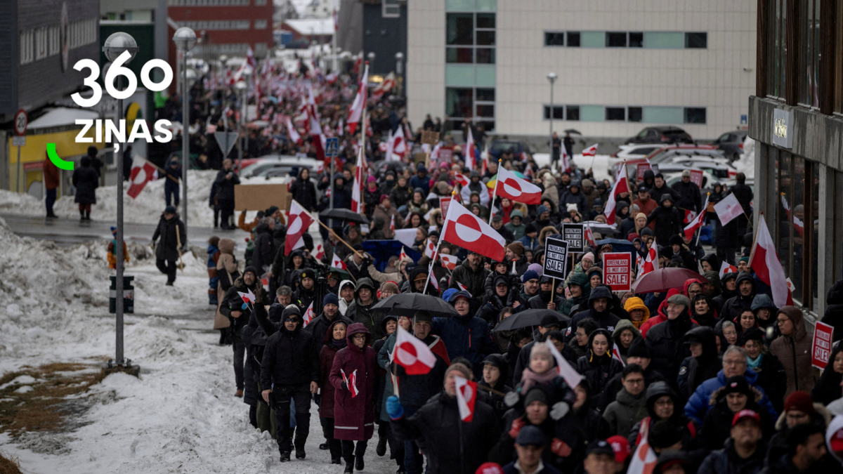 Protesti Grenlandē pret Trampa vēlmi pārņemt pār to kontroli. Foto: Scanpix