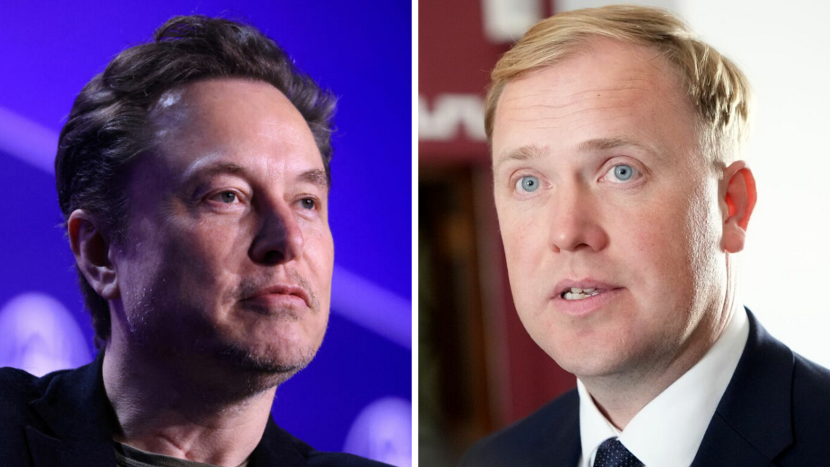 Īlons Masks un Viktors Valainis. Foto: REUTERS/David Swanson/Scanpix/LETA