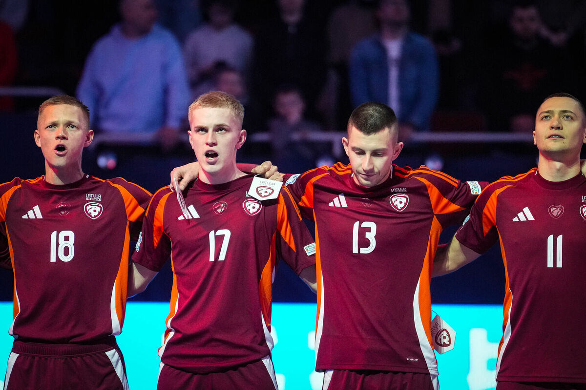 Latvijas telpu futbola izlase. Foto: Edijs Pālens/LETA