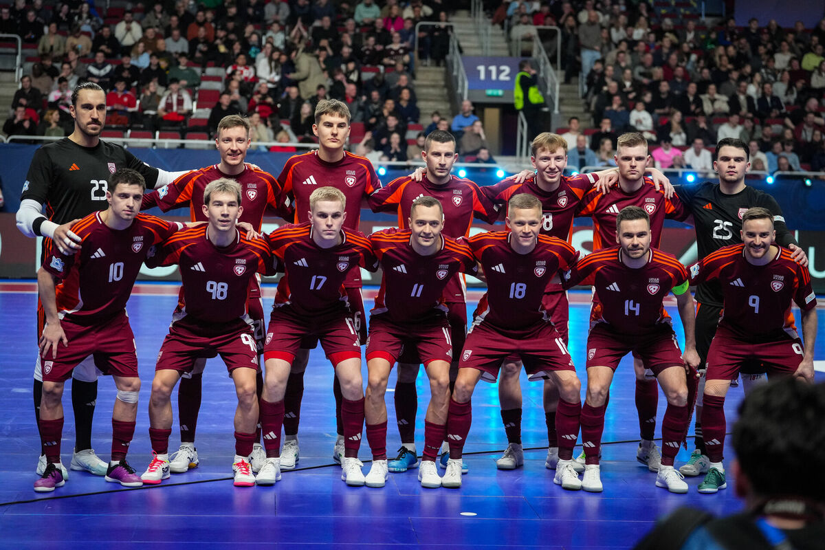 Latvijas telpu futbola izlase. Foto: Edijs Pālens/LETA