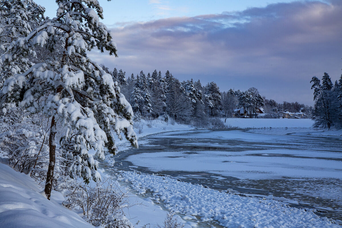 Ainava ar Ogres upi ziemā. Foto: Edijs Pālens/LETA