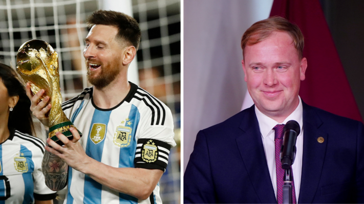 Lionels Mesi un Viktors Valainis. Foto: REUTERS/Agustin Marcarian/Scanpix un Ieva leiniša/LETA