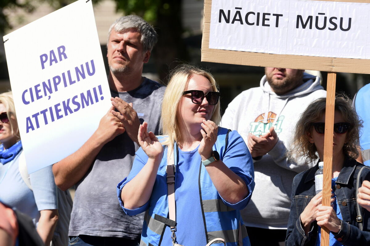 Pedagogu protests. Foto: LETA
