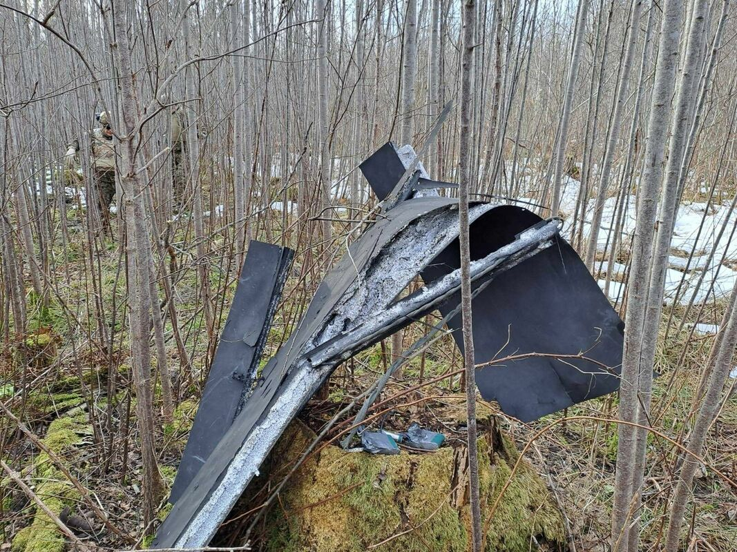 Latvijā nokritušais drons. Foto: Latvijas Armija