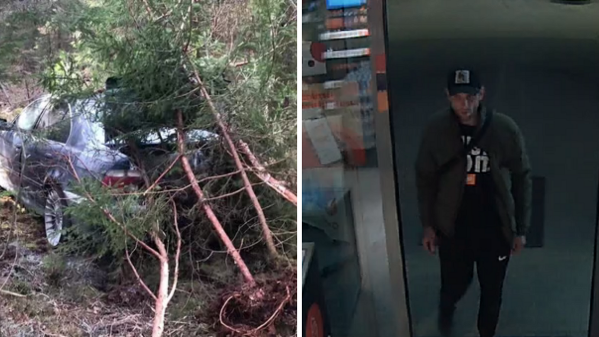 Nozagtais BMW, kas atrasts mežā Vangažos, un iespējamais automašīnas zaglis. Foto: Ekrānuzņēmums/Degpunktā/Valsts policija