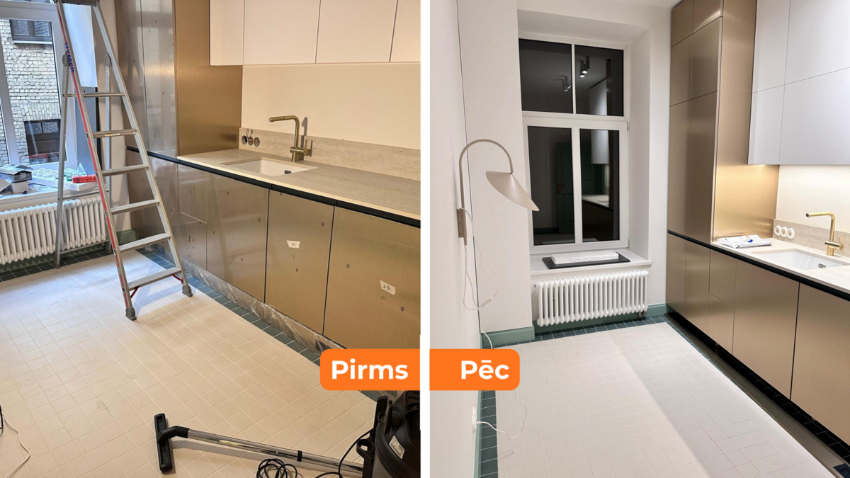 Uzkopšana pēc remonta. Foto: Estetik Pluss