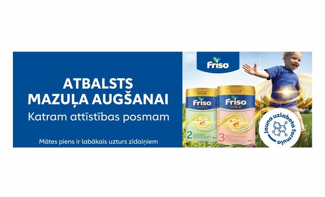Friso Gold 2 un Friso Gold 3 bērnu pārtika. Foto: "German Products Baltics"