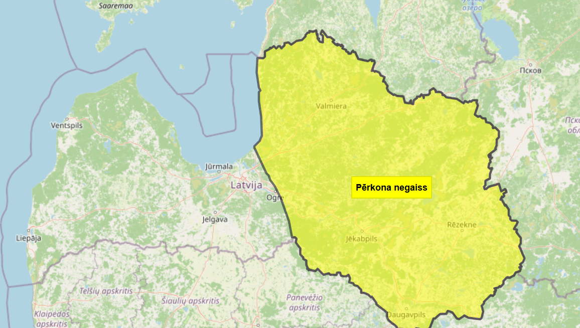 Foto: Ekrānuzņēmums no "bridinajumi.meteo.lv" mājaslapas 