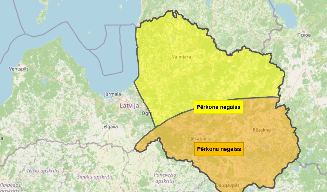 Foto: Ekrānuzņēmums no "bridinajumi.meteo.lv" mājaslapas
