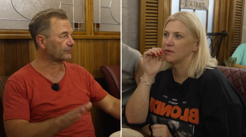 Andris Daugaviņš un Indra Salceviča. Foto: Ekrānuzņēmumi no raidījuma "Četri uz koferiem"