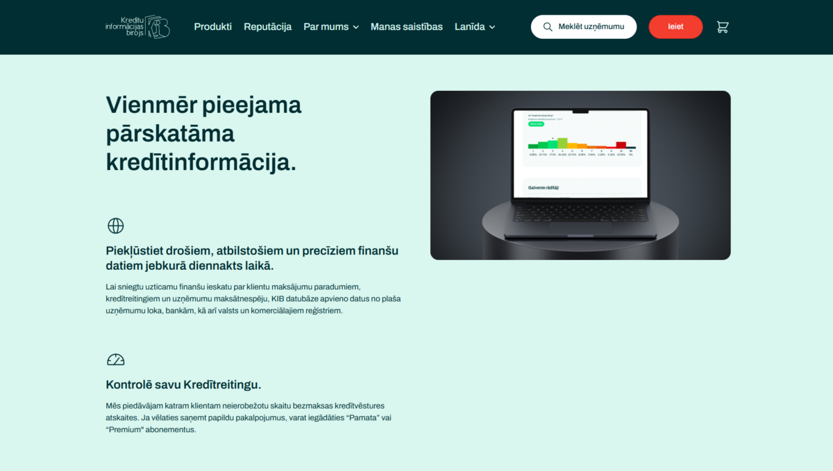 Vienmēr pieejama pārskatāma kredītinformācija. Foto: kib.lv