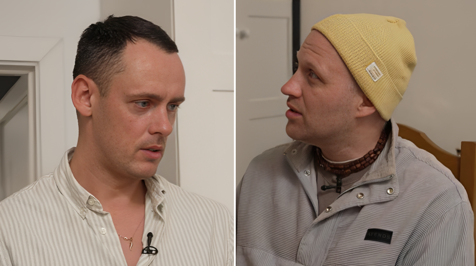 Edijs Pipars un Uģis Kuģis. Ekrānuzņēmumi no raidījuma "Gandrīz ideālas vakariņas"