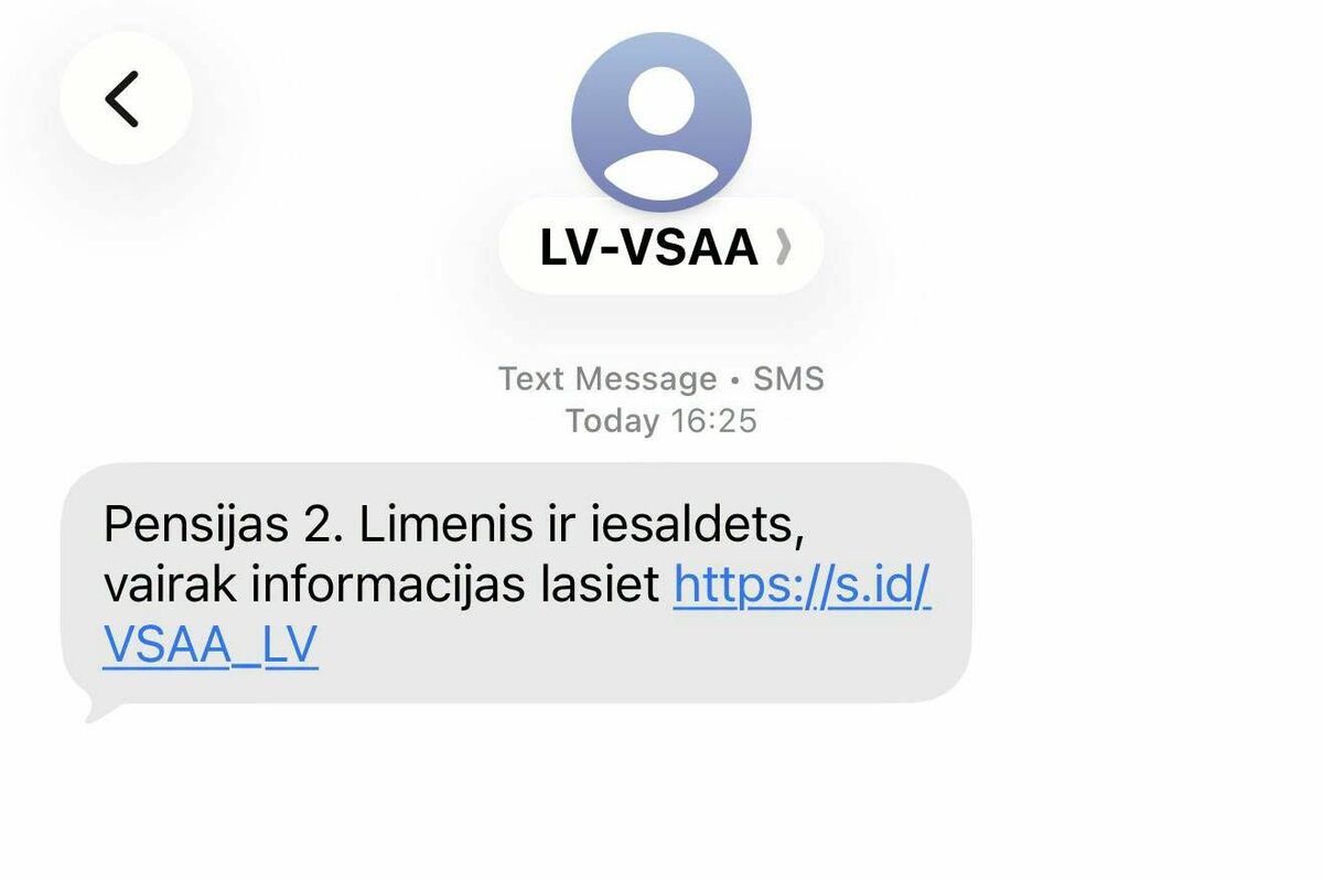 Krāpnieciska īsziņa. Foto: VSAA